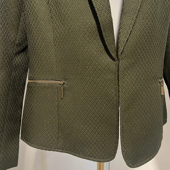 Tahari: Dark Sage Green Women’s Lined Blazer - Picture 4 of 4